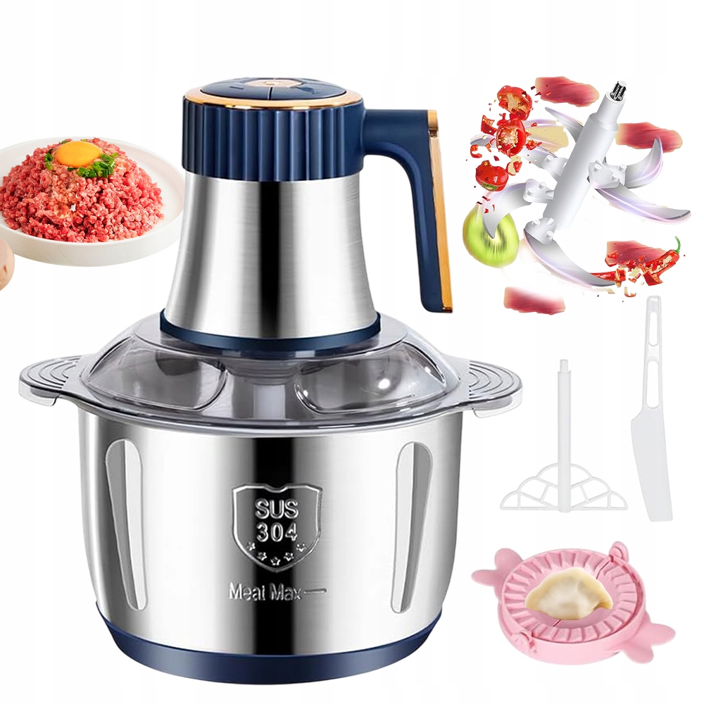 Elektrický Sekáček Potravin Sekáč Na Zeleniny Masa A Ovoce Nerezová Ocel 4L