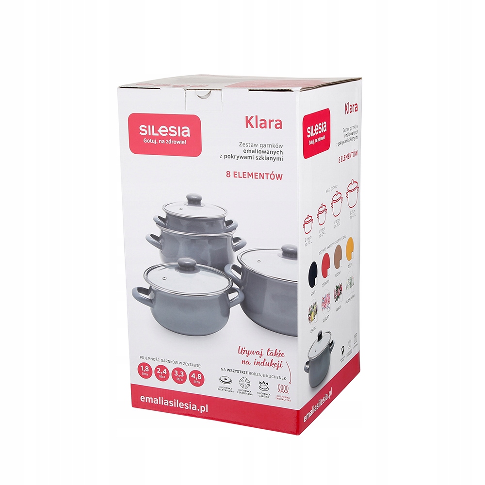 Zestaw garnków Silesia Hibiskus KLARA 8 el. Marka Silesia
