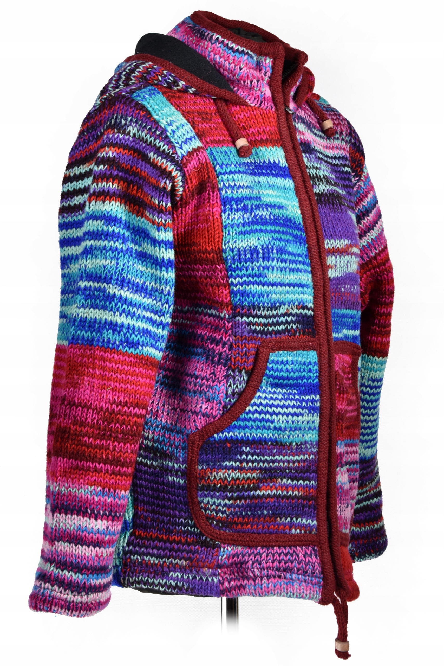 Vlněný svetr Nepal polar Etno barevný, teplý jako bunda