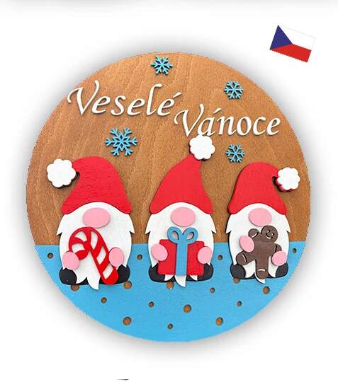 Jh WoodArt dřevěná cedule Veselé Vánoce 38 cm