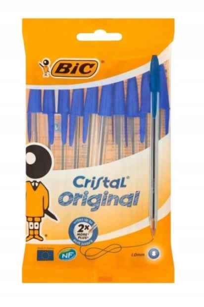 NIEBIESKI DŁUGOPIS CRISTAL ORIGINAL BIC 8SZT.