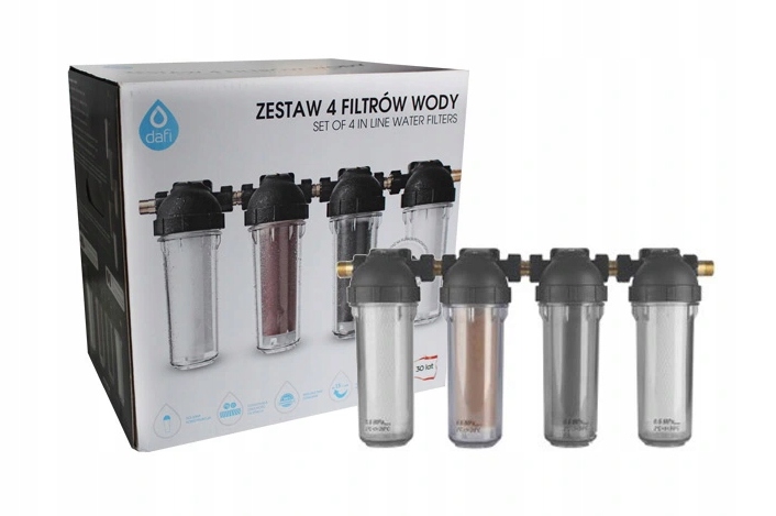 

Zestaw 4szt. filtrów przepływowych do wody Dafi
