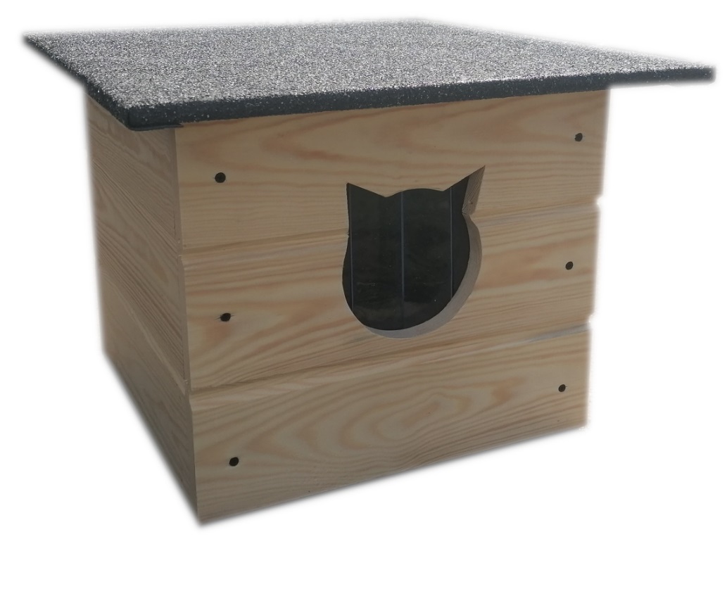 Levně Bouda pro kočky se závěsem, neošetřená