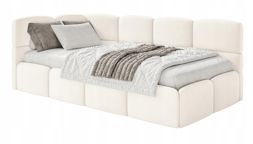 Postel pro mláděž 120x200 cm Cloudy krémová velurová levá