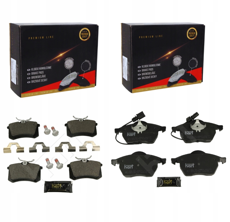 ZESTAW KLOCKÓW HAMULCOWYCH HART PRZÓD+TYŁ AUDI A4 B5 B6 A6 C5 VW PASSAT
