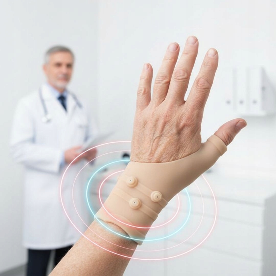 OPASKA MAGNETYCZNA NA NADGARSTEK DŁOŃ STABILIZATOR NADGARSTKA Z 6 MAGNESAMI Kolor beżowy