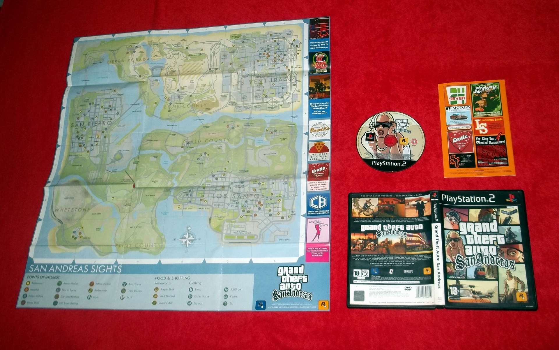 GRAND THEFT AUTO SAN ANDREAS PLATYNOWA GTA PS2 3xANG + MAPA + PLAKAT