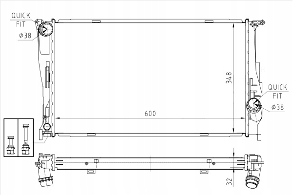 CHŁODNICA WODY BMW 1 E81 E82 E87 E88 3 E90 E91 E92 E93 05-13 Z4 E89 Producent części TYC