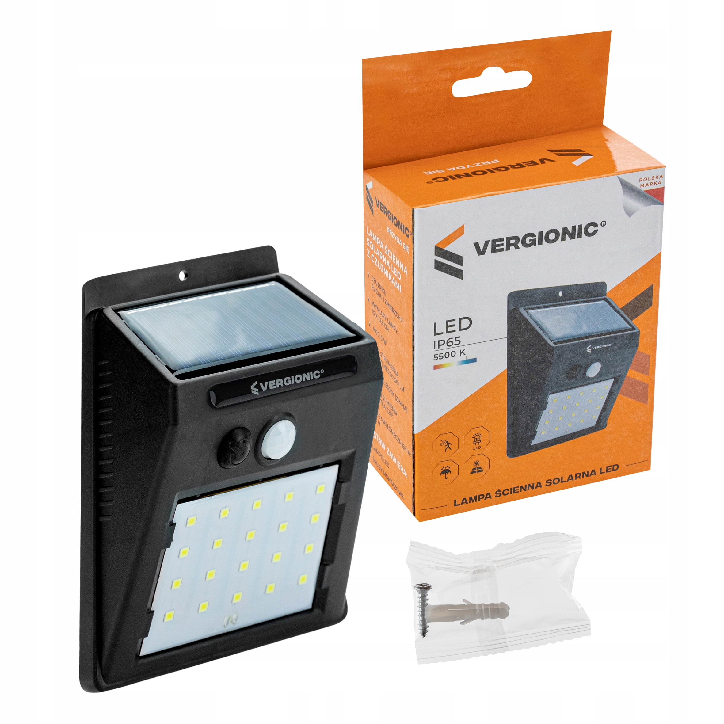 

Lampa ścienna solarna Led z czujnikami