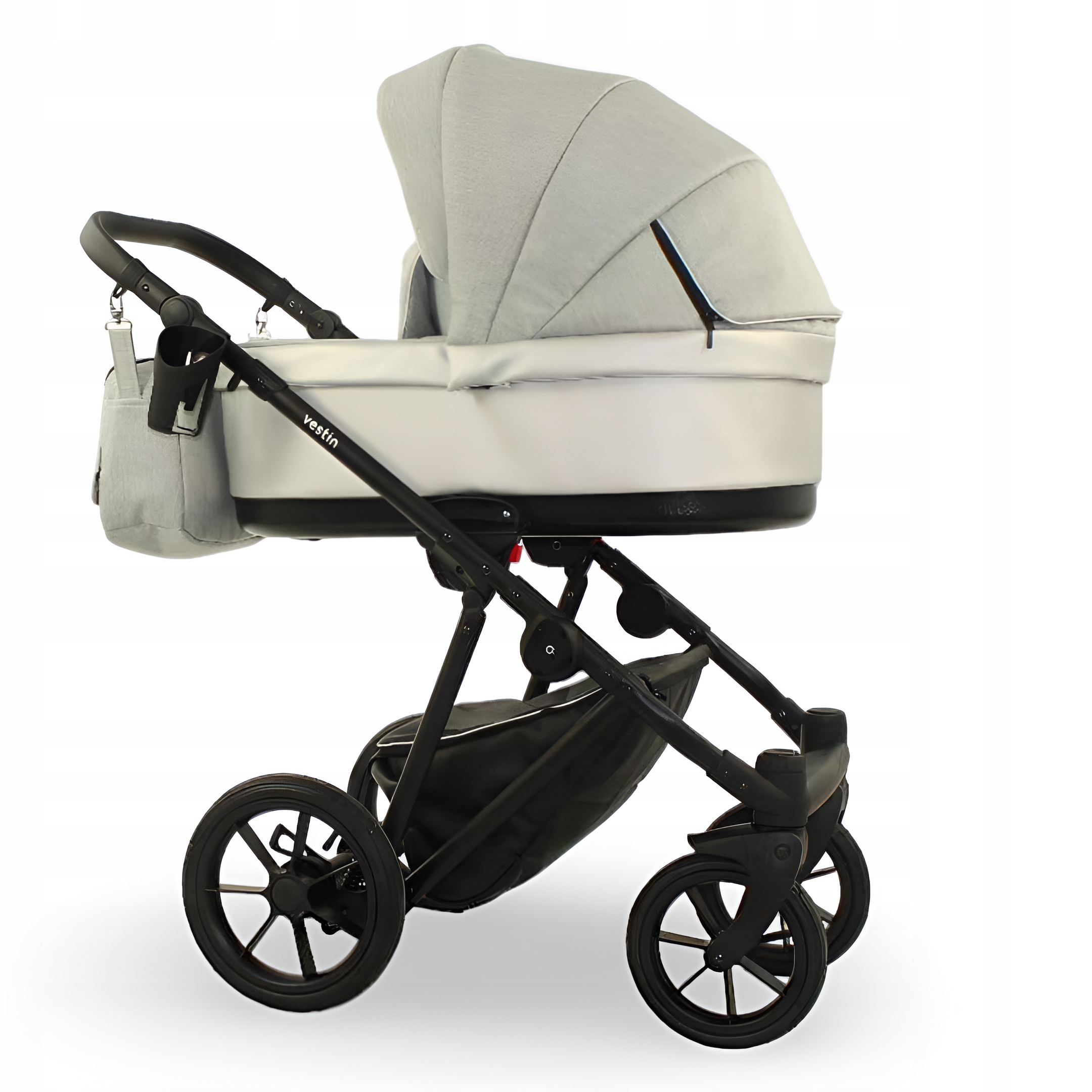 Wózek dziecięcy 3w1 VESTIN Jasno-Szary Ekskluzywny| Cosmo Fotelik+Adaptery Marka Bart-Plast