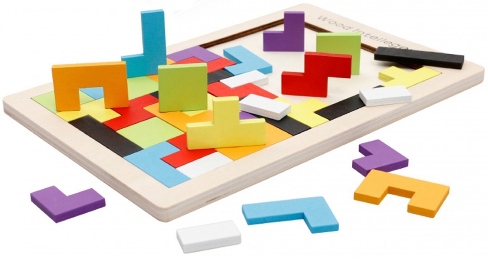 DREWNIANE KLOCKI TETRIS UKŁADANKA MONTESORI MONTESSORI PUZZLE Marka NORIMPEX