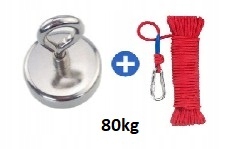 

Uchwyt magnetyczny Hak neodymowy 80kg +Lina+karabi