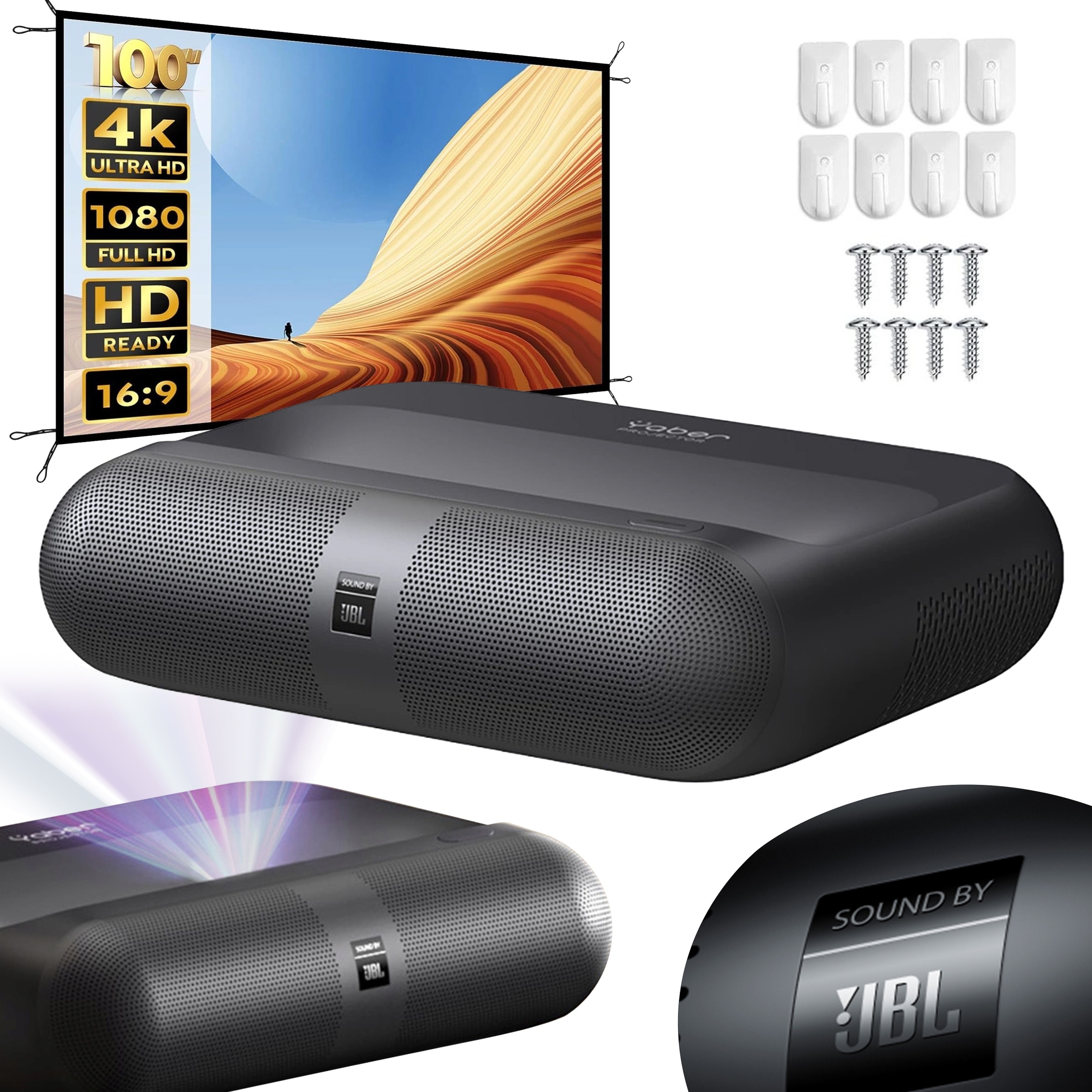 Projektor Full Hd 1080p 100" Ust Jbl Wi-fi Displej 100"