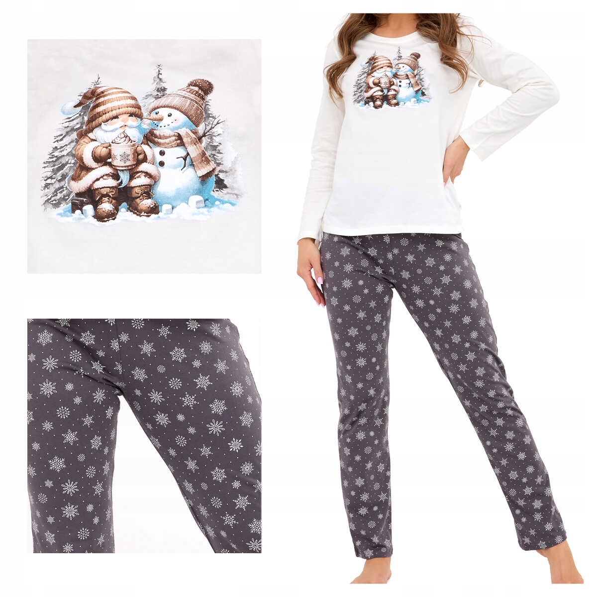 Cornette Dámské bavlněné pyžamo s dlouhým rukávem Friends 855/428 ecru 2XL