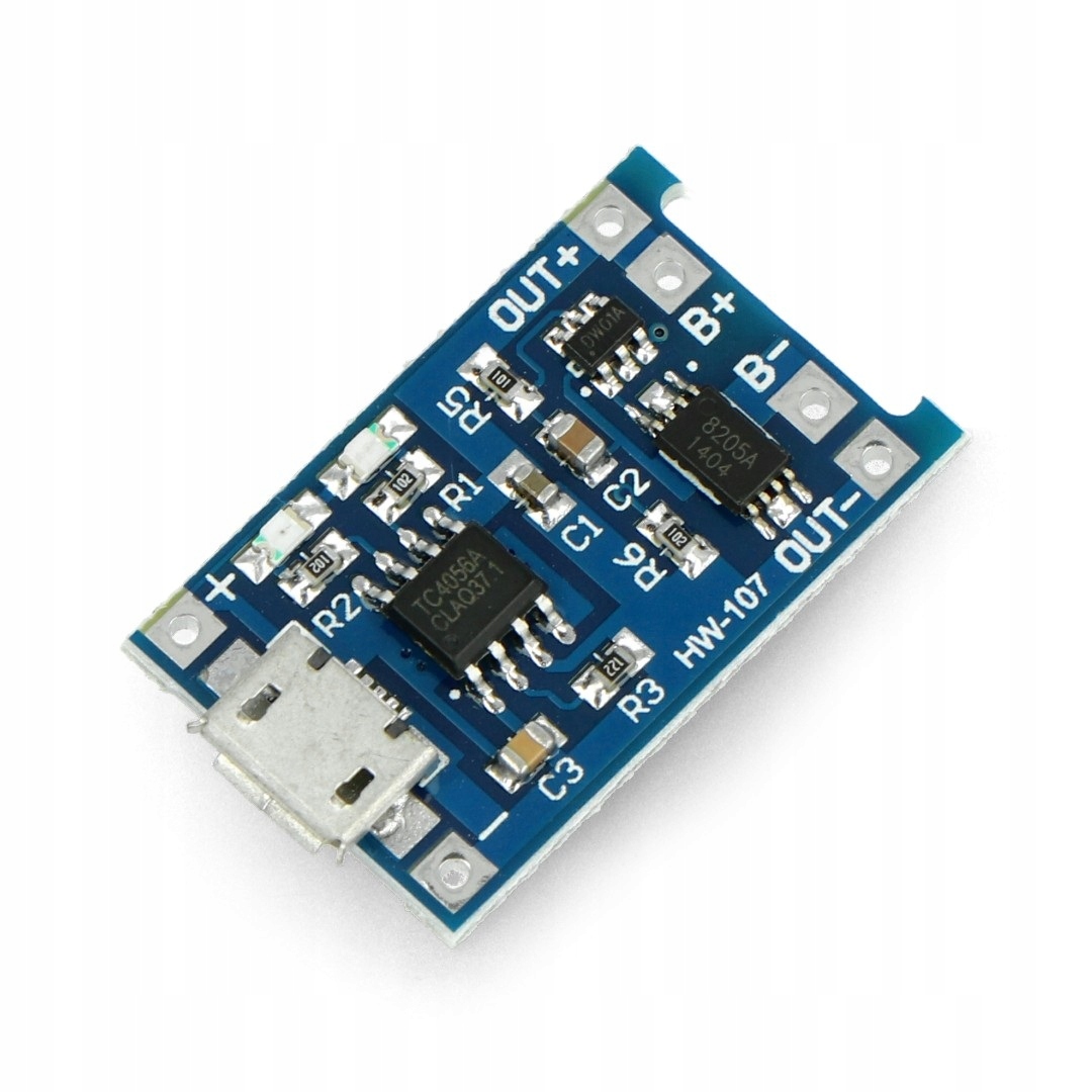 

TP4056 Ładowarka ogniw Li-ION Micro Usb 1A