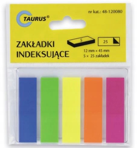 

Zakładki indeksujące plastikowe 12mmx45mm 5x25 szt