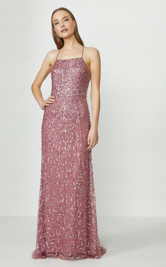 Coast Damska Różowa Sukienka Z Cekinami 42 2A0G1* Wesele