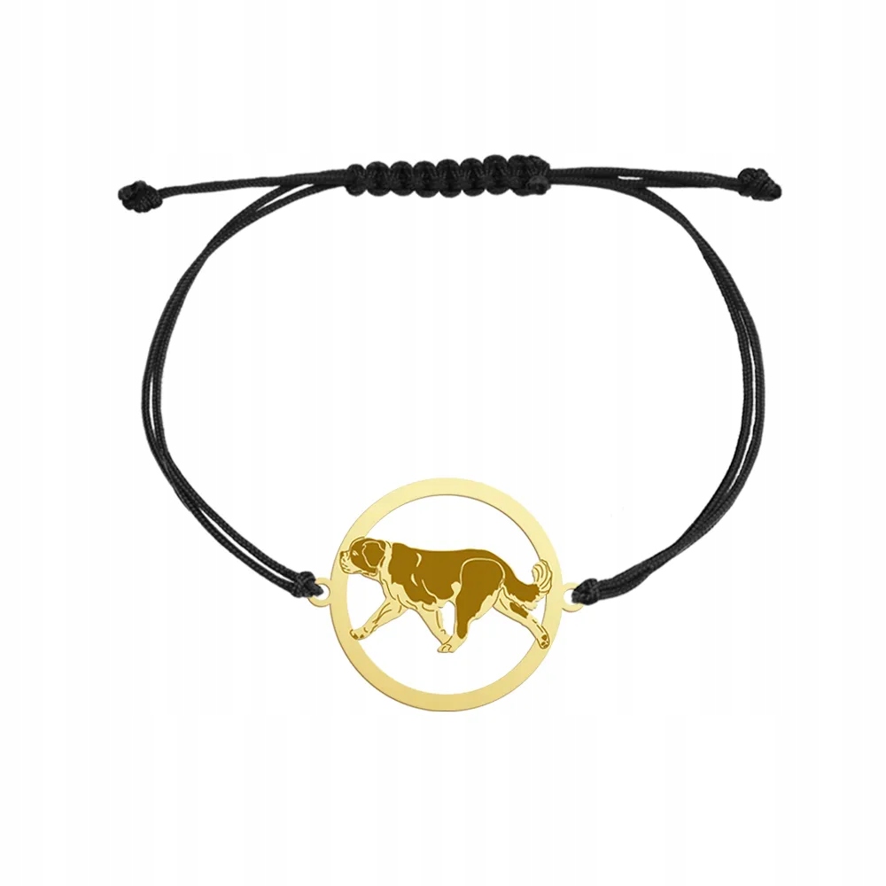 Zlatý náramek se psem Bernardyn 925 Šperky Dárek Gravírování Bonus