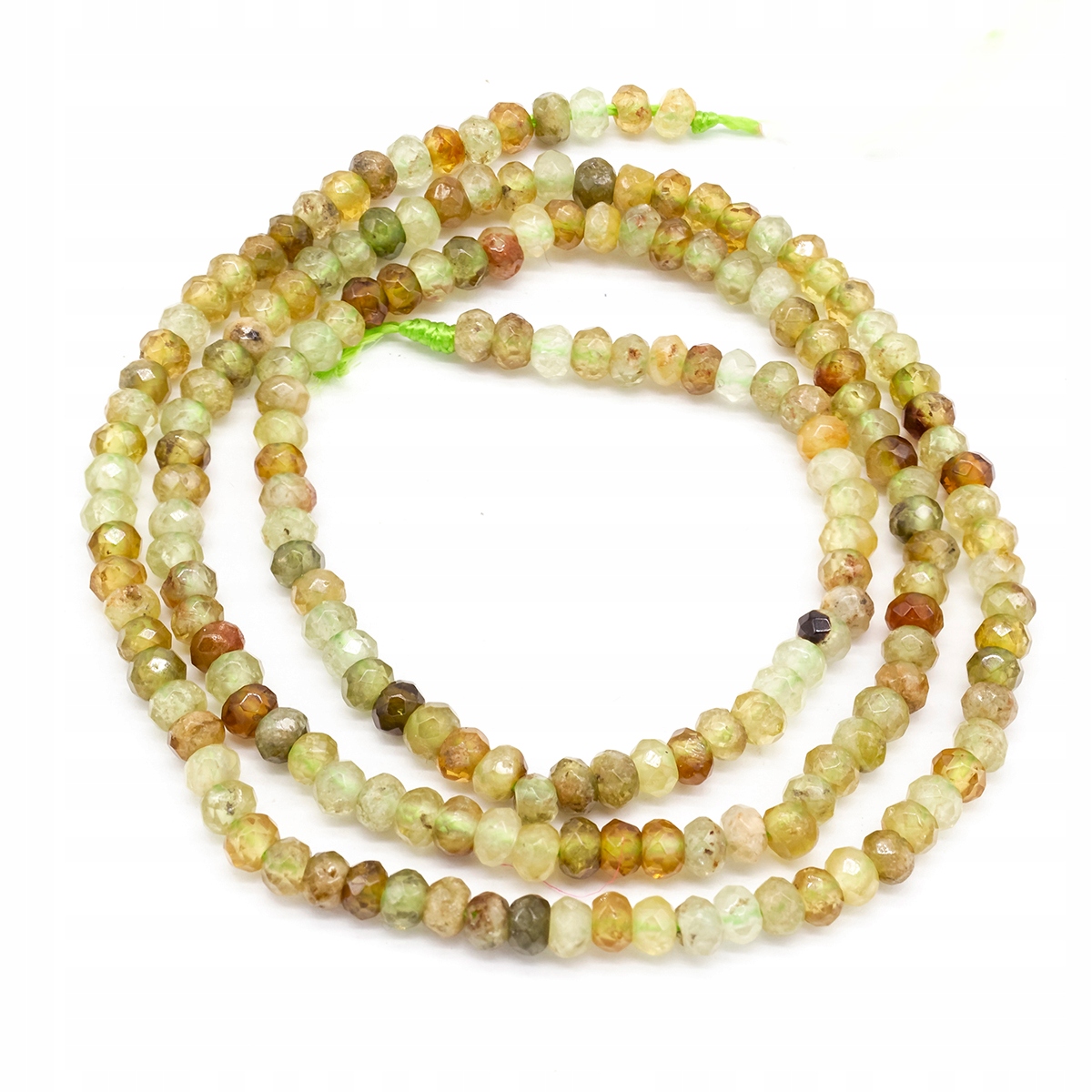 Korálky Přírodní kámen Zelený Granát/Andradit 3x2mm, 177ks/37cm/šňůra