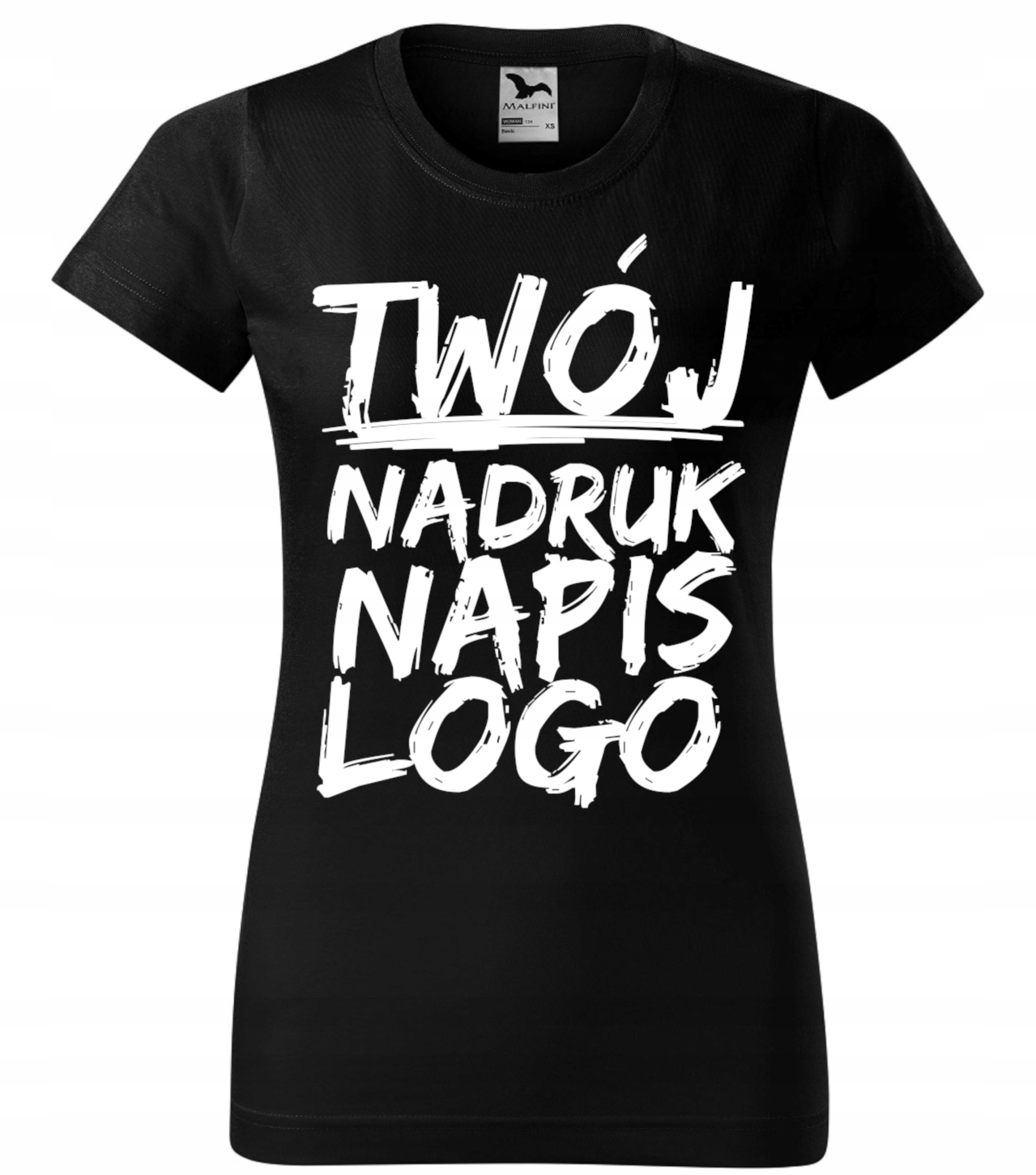 KOSZULKA DAMSKA Z WŁASNYM NADRUKIEM TSHIRT DAMSKI PRZÓD I TYŁ - L