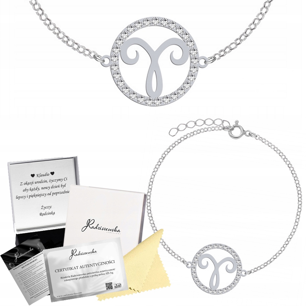 Stříbrný náramek Znamení zvěrokruhu Beran Dárek Stříbro 925 Dedikace Bonus