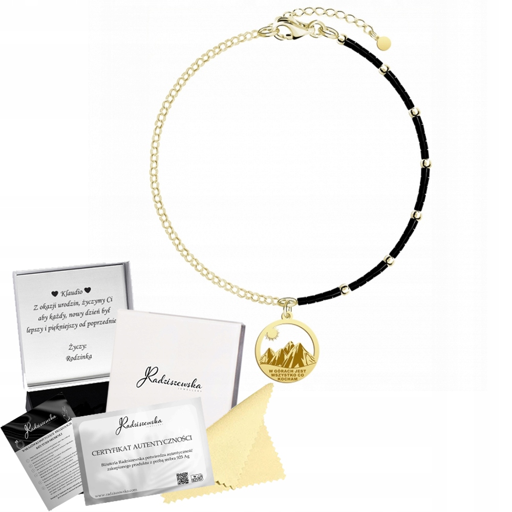 Náramek Zlaté Hory Korálky Řetízek Narozeniny Stříbro 925 Věnování