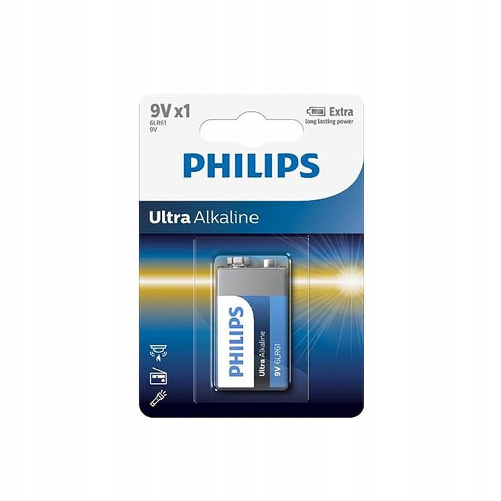 Philips Bateria 6LR61 9V Ultra Alkaline Do Czujki Dymu Multimetry Piloty