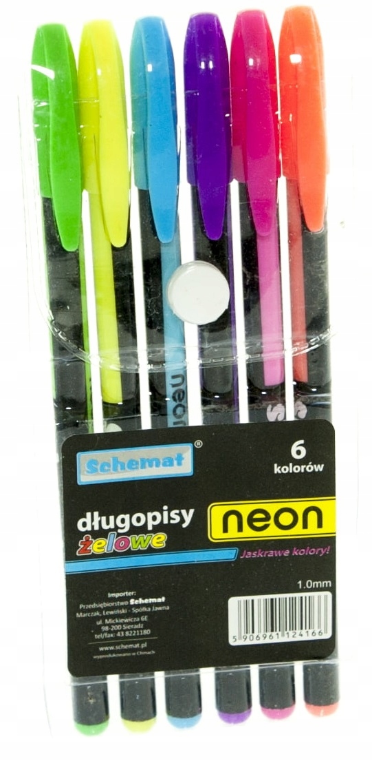 długopisy żelowe 6szt. neon — 3
