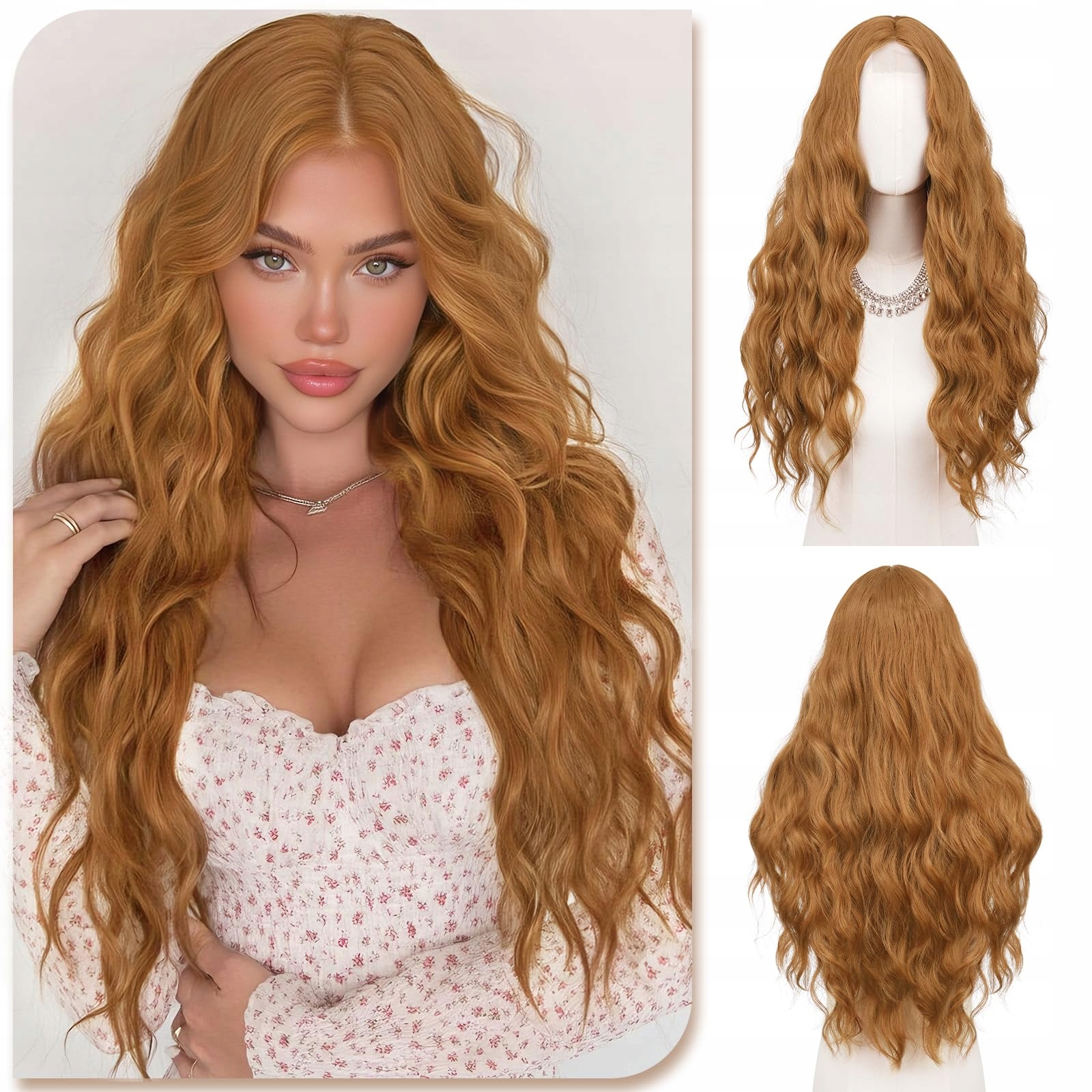 Sofeiyan Dámská vlnitá paruka 70 cm Zlatý blond středový oddíl