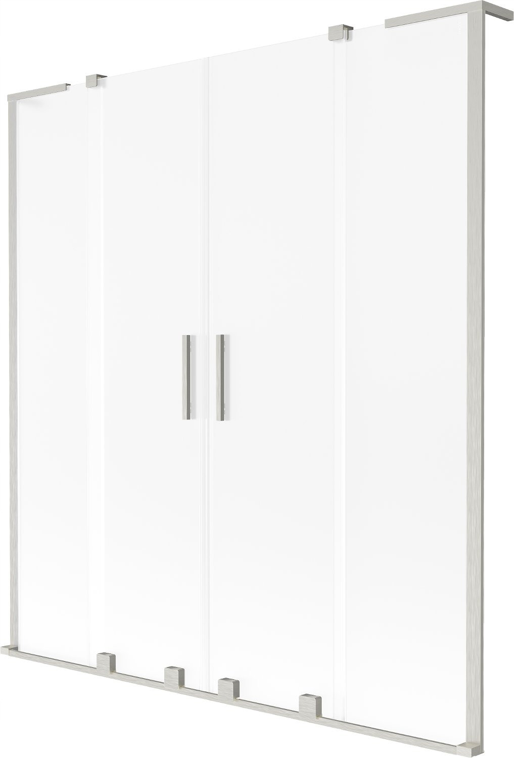 Parawan nawannowy przesuwny 140 Mexen Velar L Duo szklany 8 mm szron nikiel