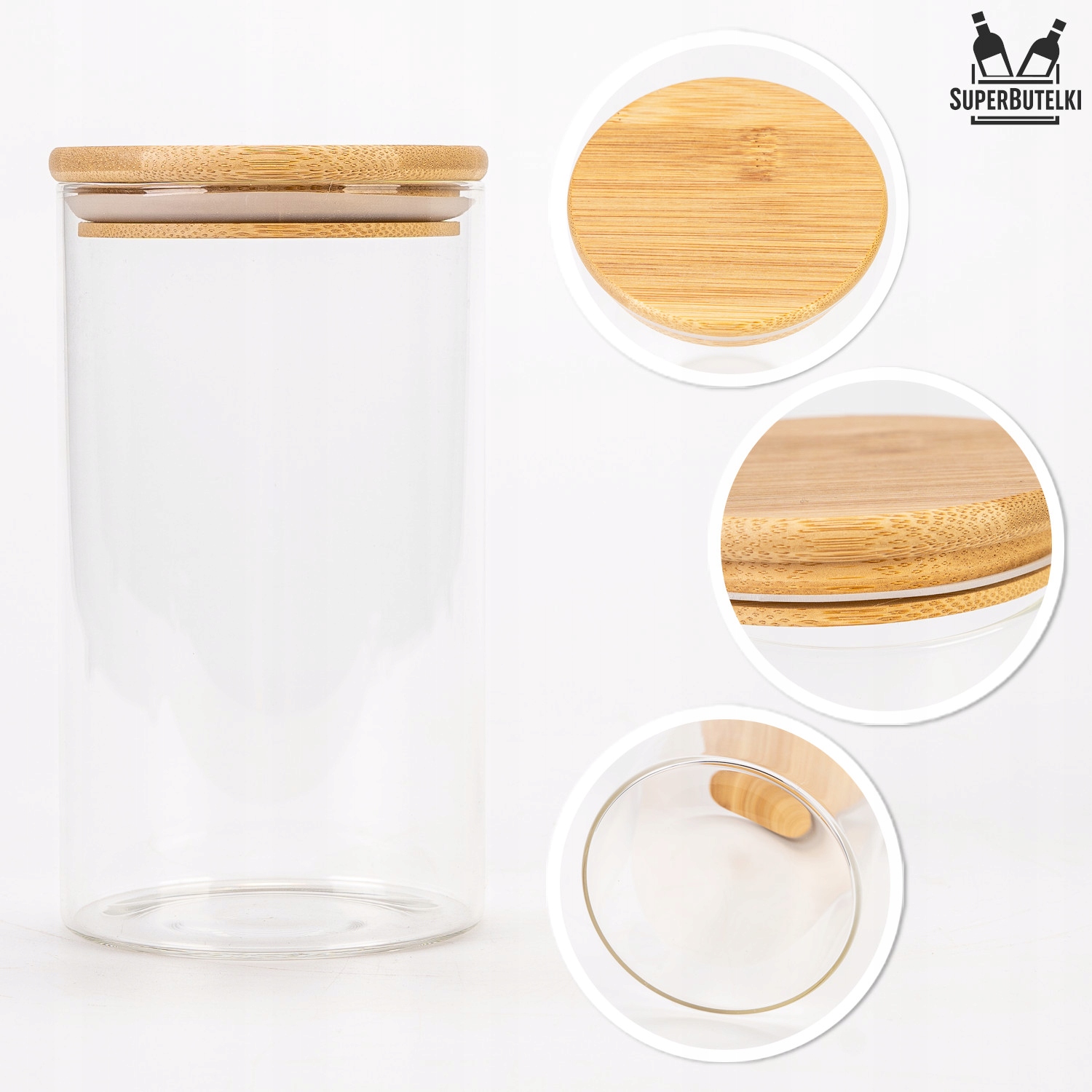 POJEMNIK szklany na PRZYPRAWY ŻYWNOŚĆ 1000 ml - 1L Kolor przezroczysty