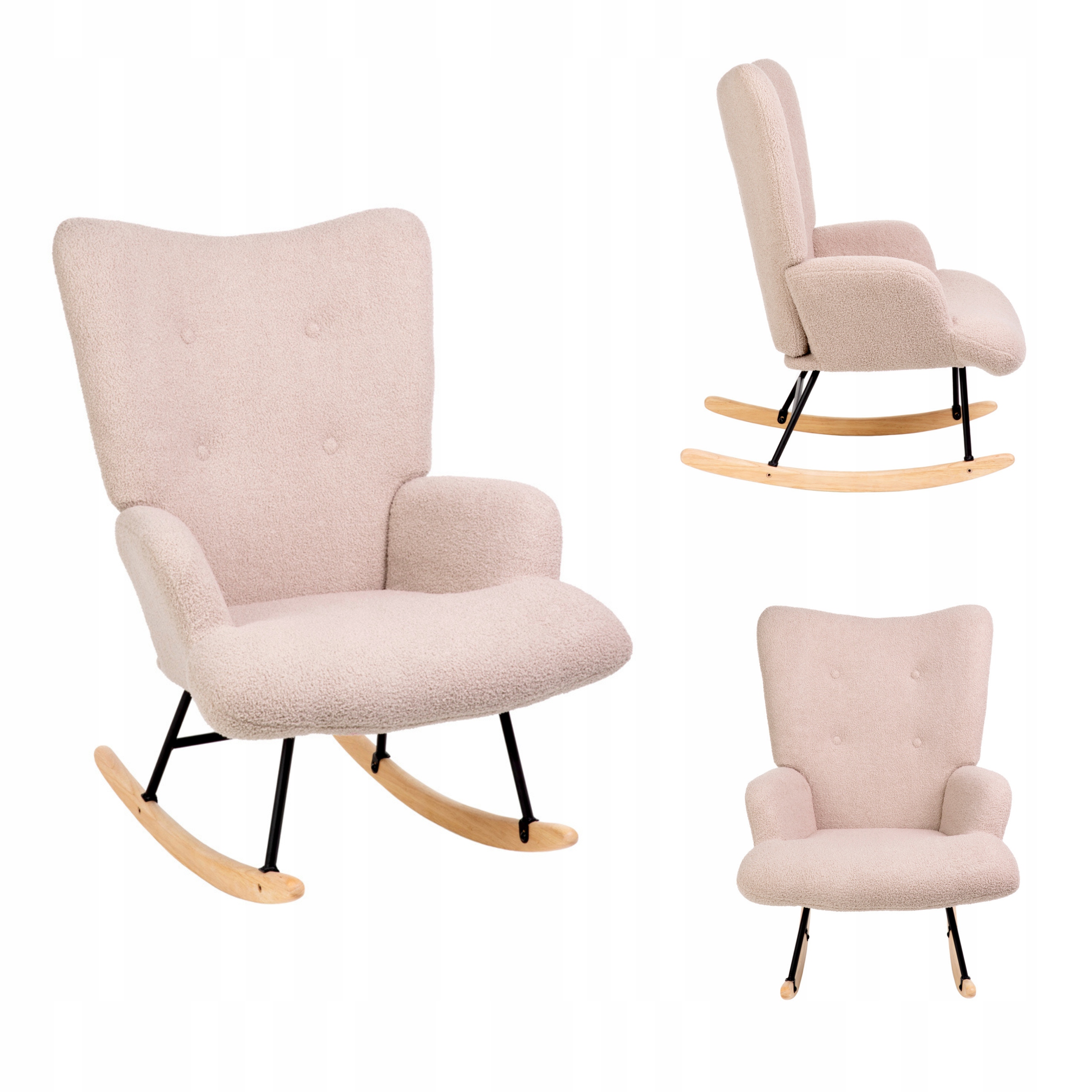 Hojdacie kreslo Moss Teddy Boucle béžové s tkaninou Teddy Bouclé Homla