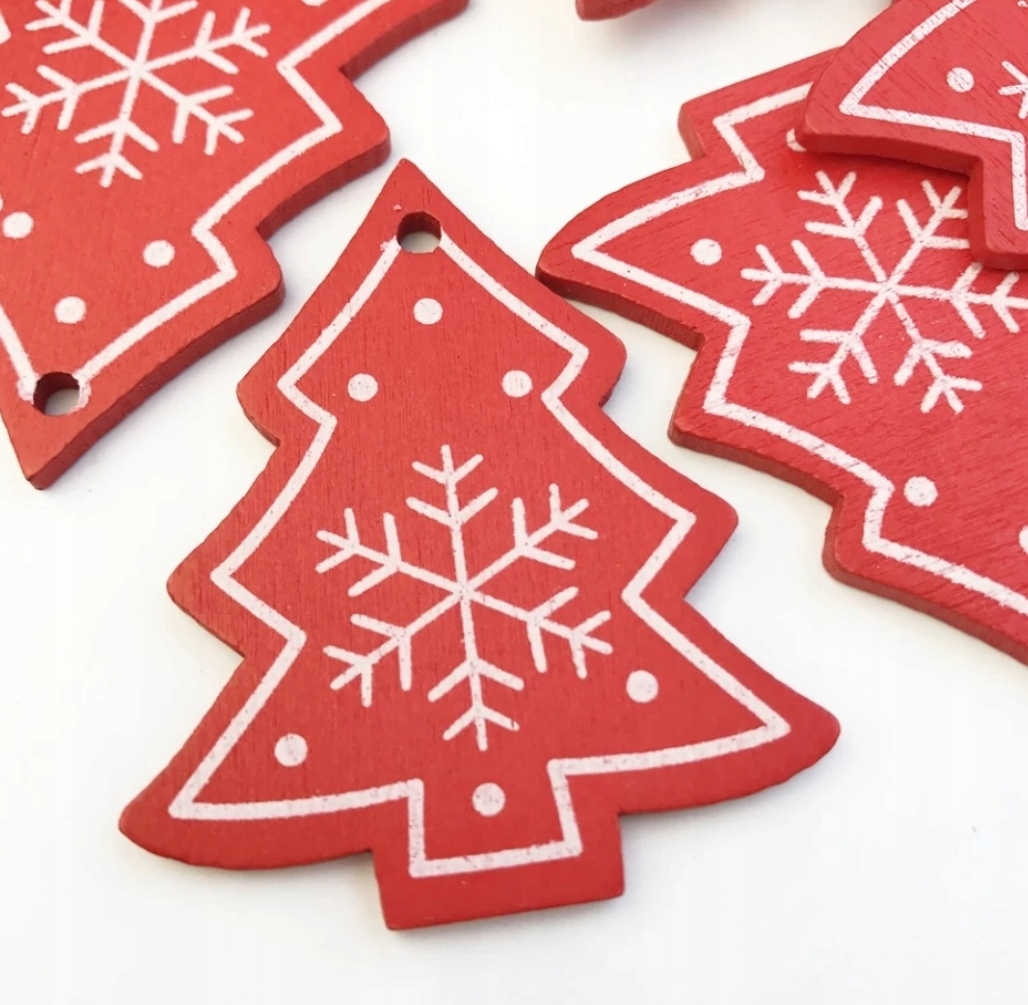 

Drewniane Zawieszki Bombki Na Choinkę święta 5szt.