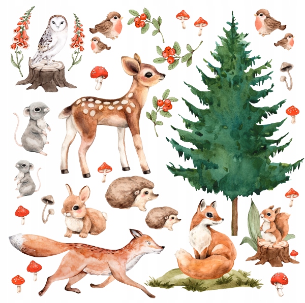 

Leśne Zwierzęta Naklejki Na Ścianę Dla Dzieci XXL