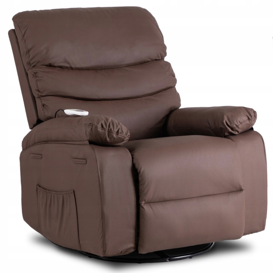 Rozkládací masážní křeslo s masáží pro seniory Bruce Hnědé