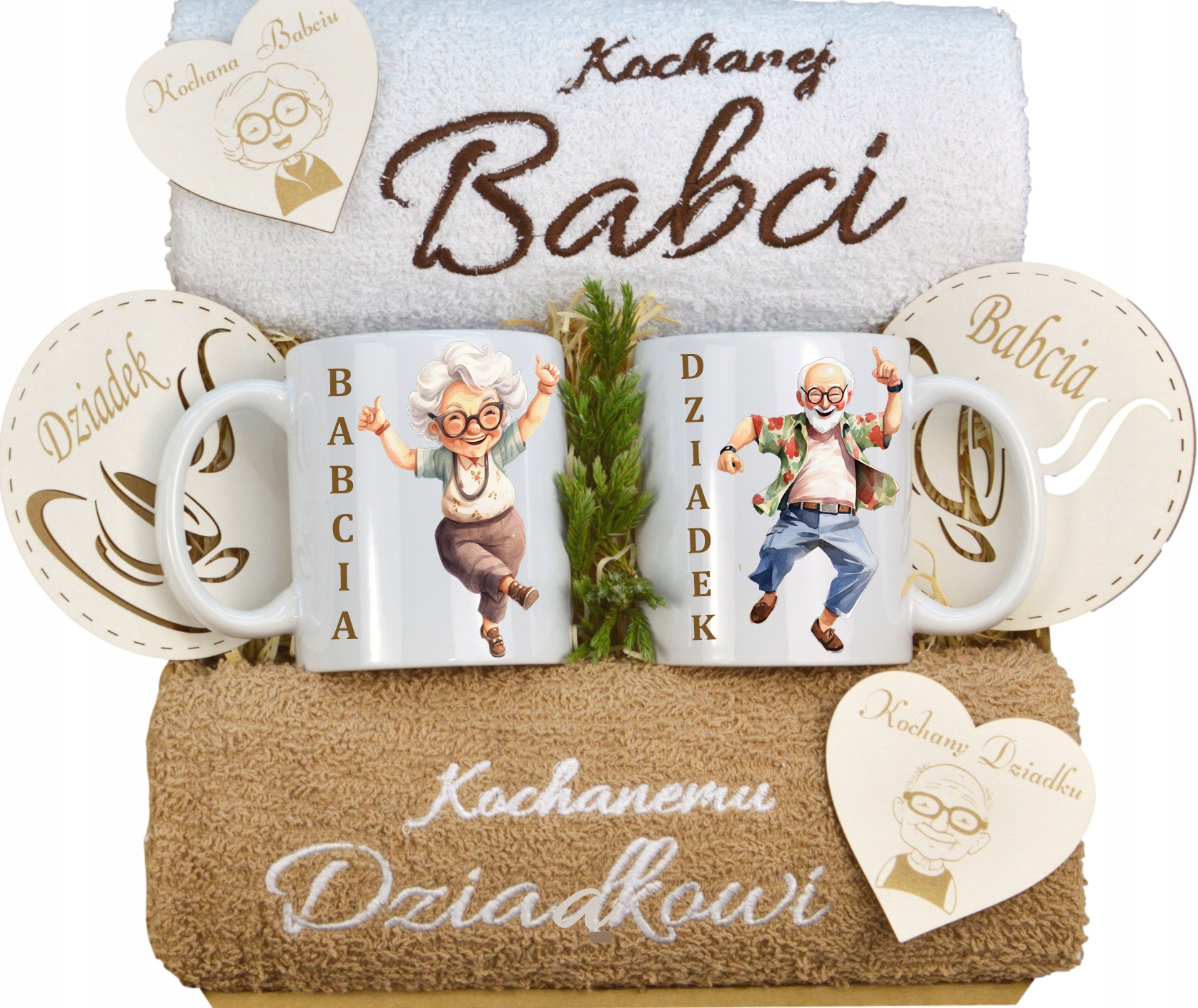 Velký Set Pro Babičku Dědečka Na Den Ručníky Hrnečky Magnety Dědečkům Koš