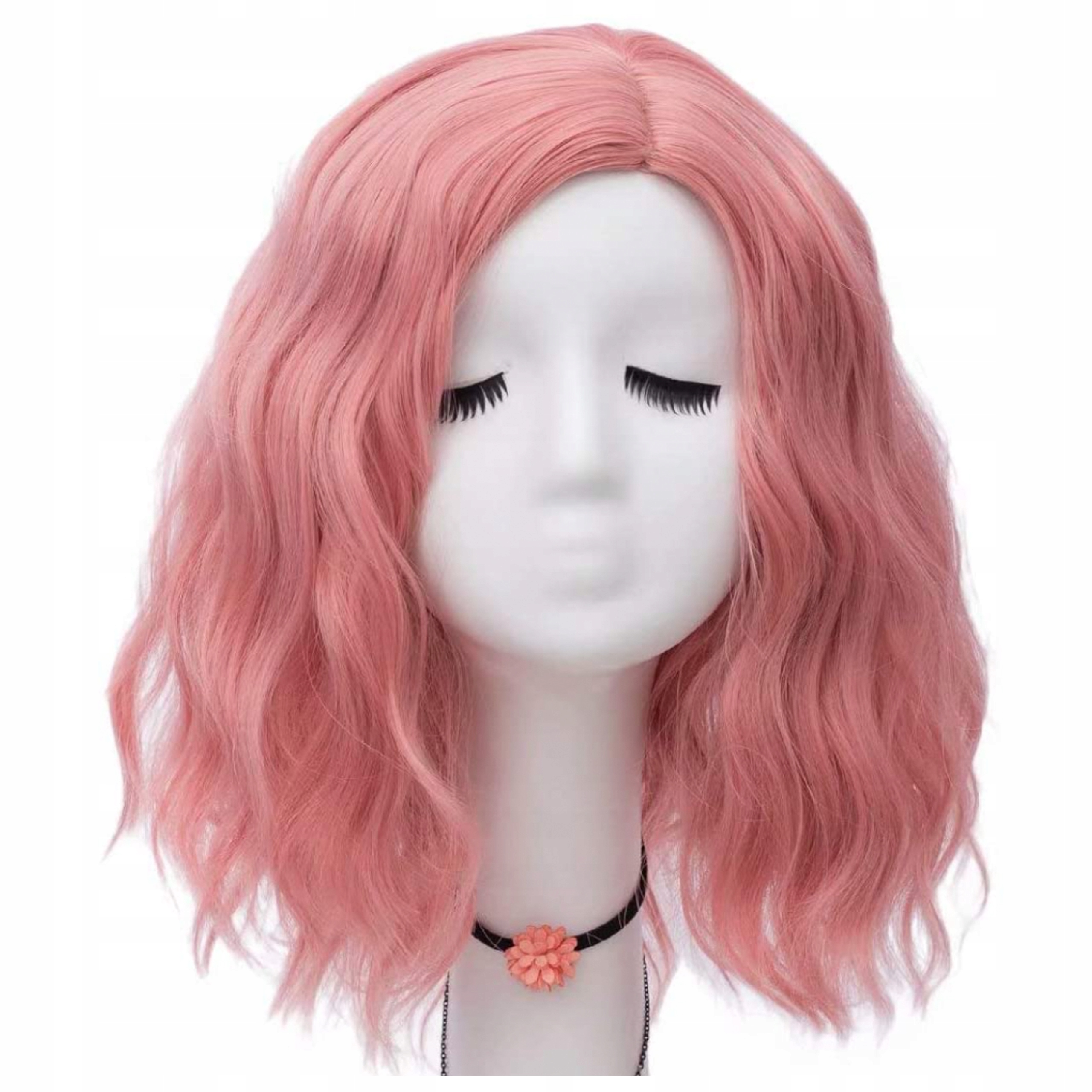 

Peruka cosplay Różowa glam rock 40 cm anime fale