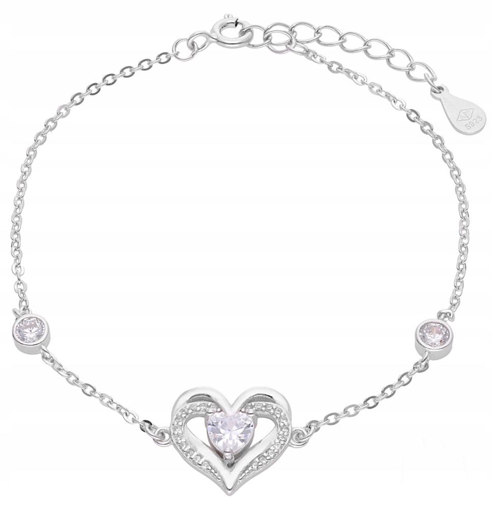 Stříbrný náramek Ag 925 Srdce s zirkony IM0210524BR