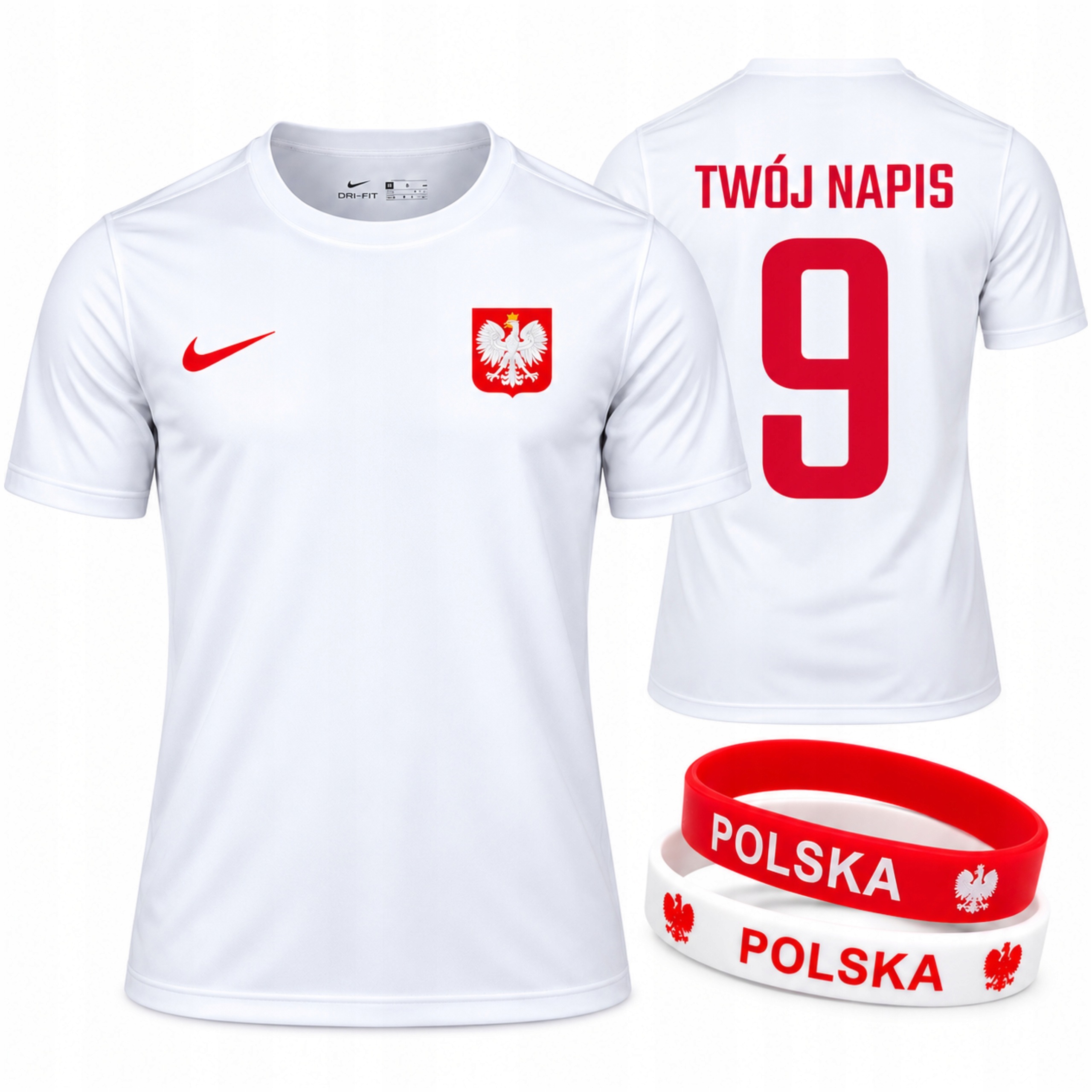Koszulka Kibica Nike Polska Męska XXL 193cm Własny Nadruk 2x Bransoletki