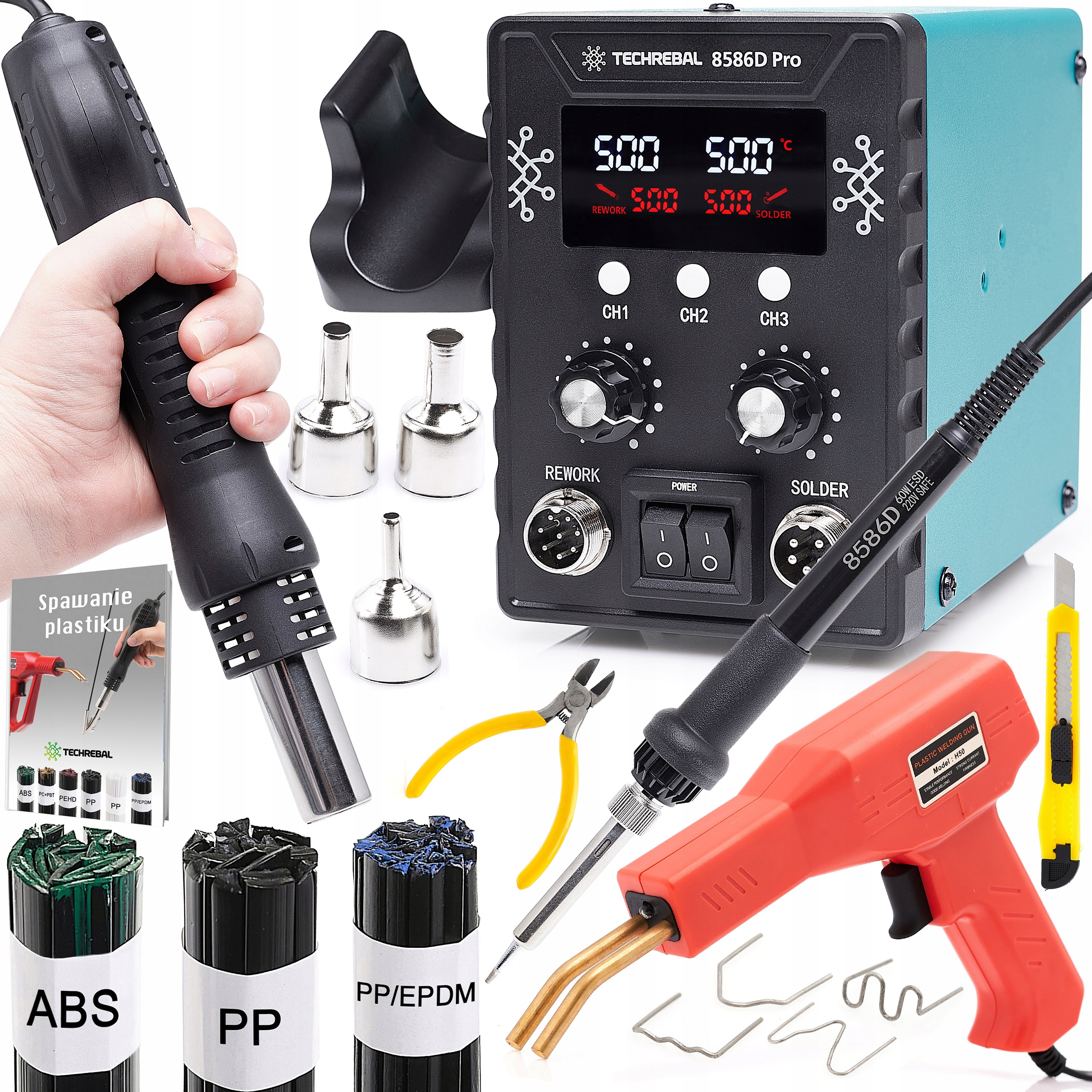 Svářečka Plastů Techrebal 8586 700W Set Sešívačka Sešívačky 3x Pojivo