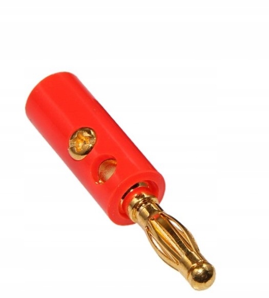 

Wtyk banan złoty czerwony skręcany