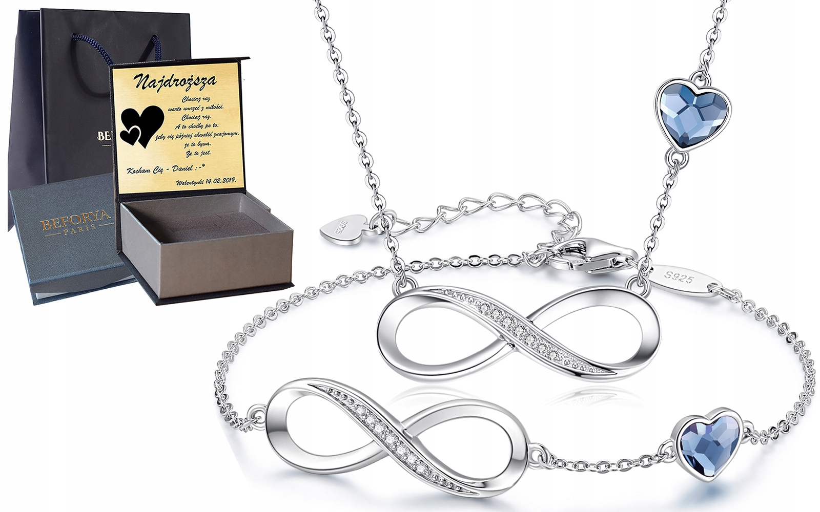 

Bransoletka Naszyjnik Komplet Srebro 925 Swarovski