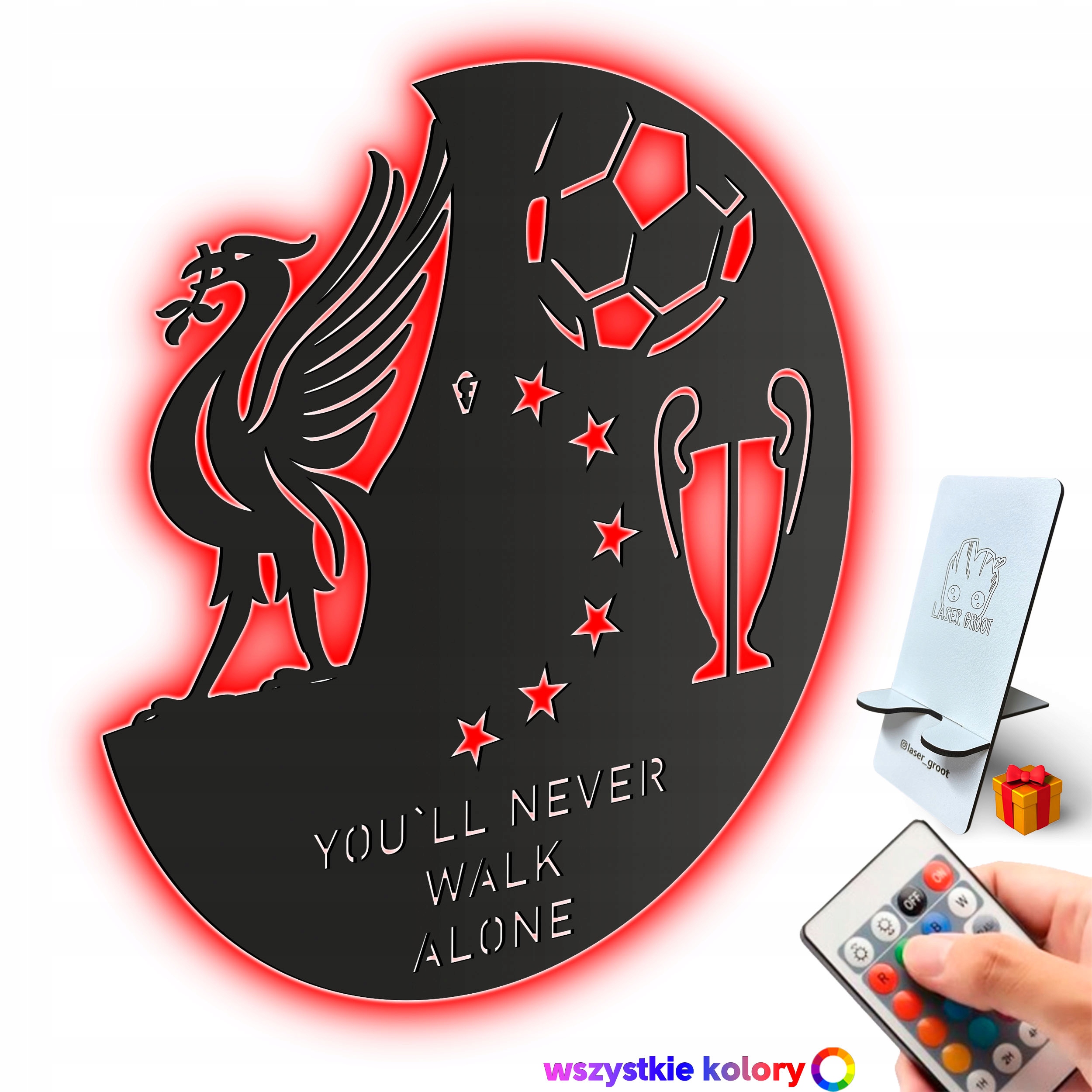 Dřevěný 3D obraz Liverpool Fotbalová Nástěnná Dekorace Noční Lampa Led