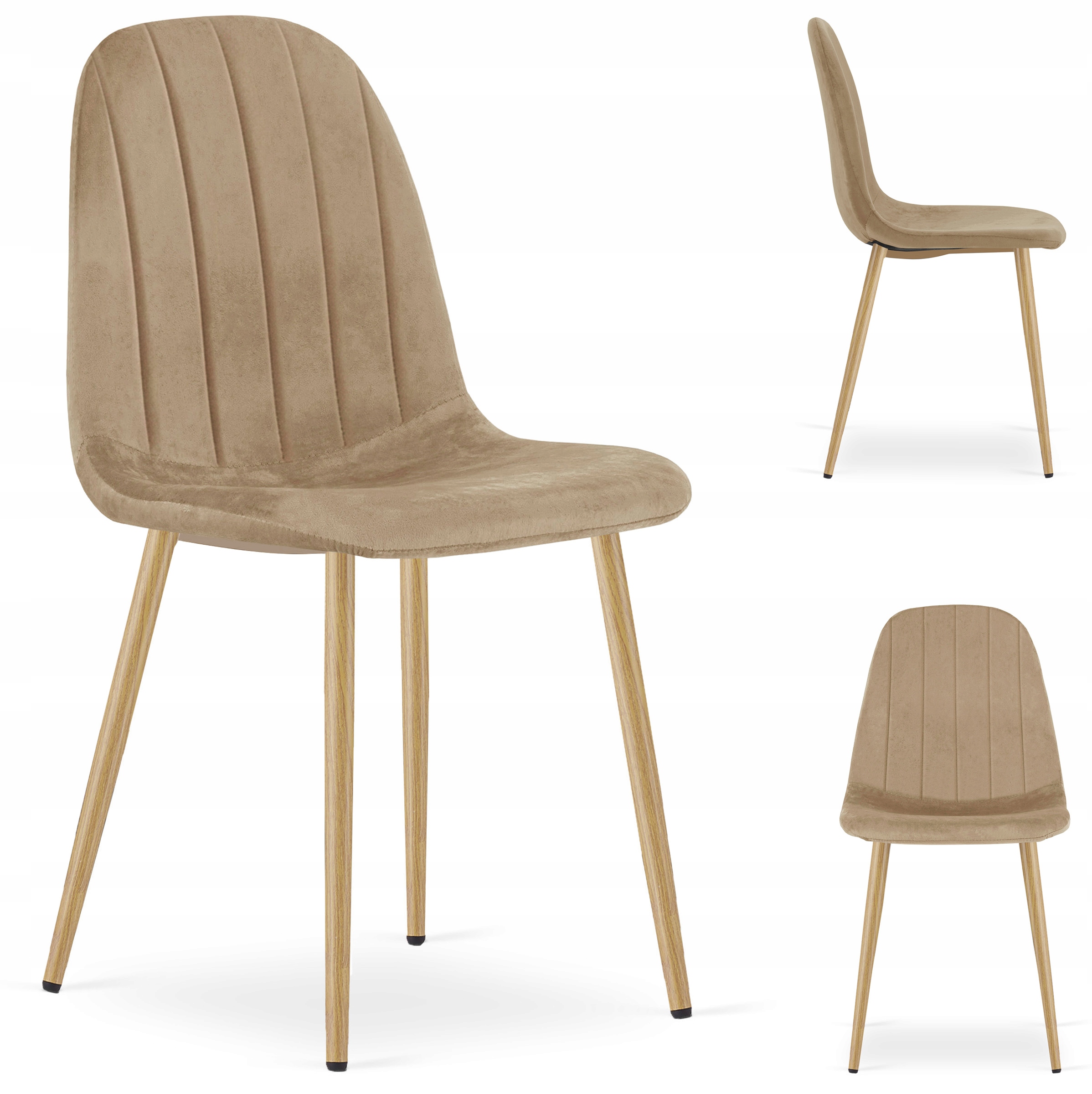 Krzesło Tapicerowane Welurowe Velvet Do Salonu Kuchni Jadalni Roka Brązowe