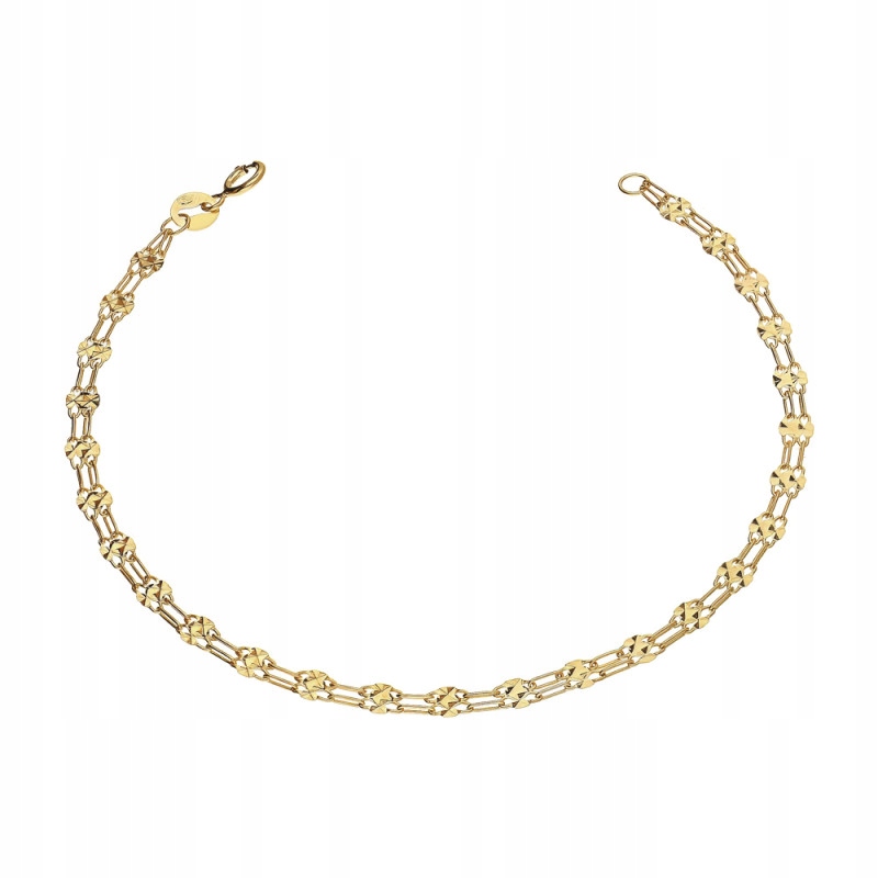 Zlatý náramek s gravírovanými plechy 14K 585, ryzost, váha 1.11 g, elegantní