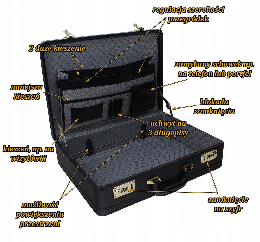 DYPLOMATKA czarna NESESER TECZKA AKTÓWKA skórzana Marka inna