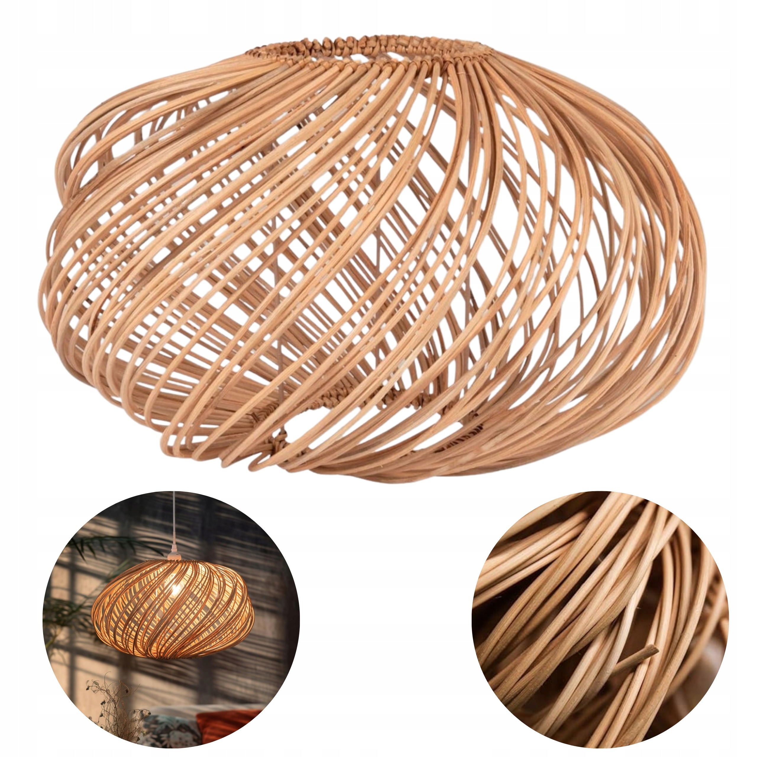 Stínidlo Na Lampu Závěsná lampa z ratanu pro žárovky E27 45 x 25 cm