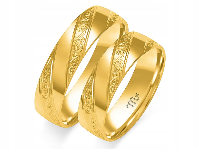 

Złota obrączka ślubna ze wzorkiem 585 r 14 15 16