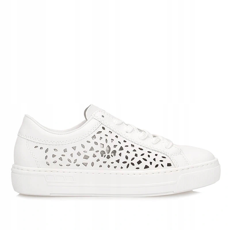 Dámské tenisky Rieker L8831-80 bílé, bílé, šněrovací polobotky, prolamované