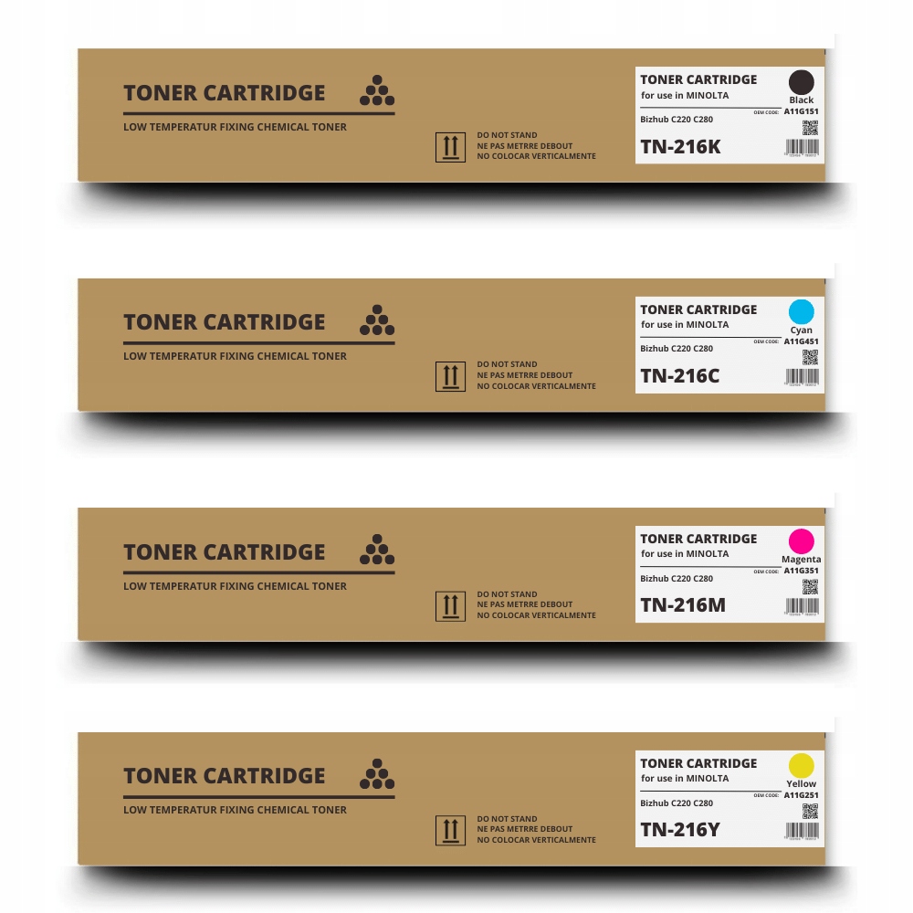 4X Toner TN-216 TN216 Cmyk do Konica Minolta Bizhub C220 C280